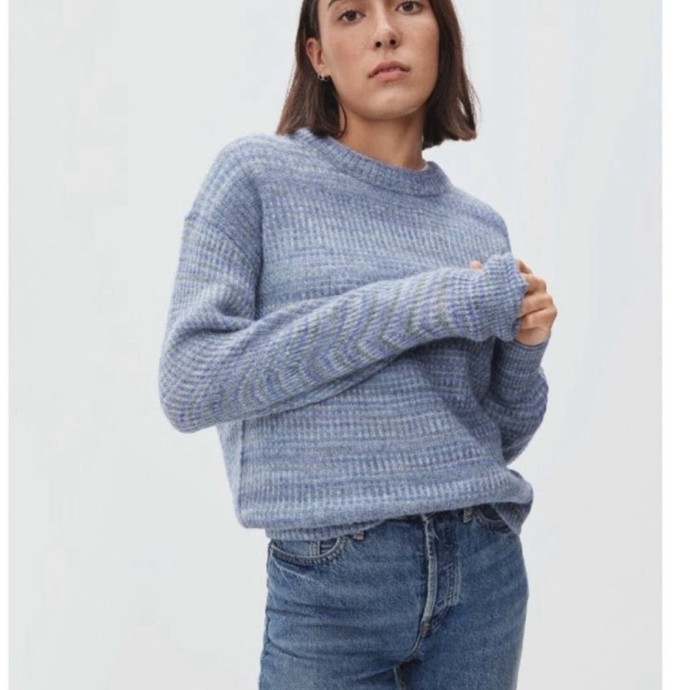 Everlane Cocoon Alpaca Crew Sweater in Blue Striped, NWOT